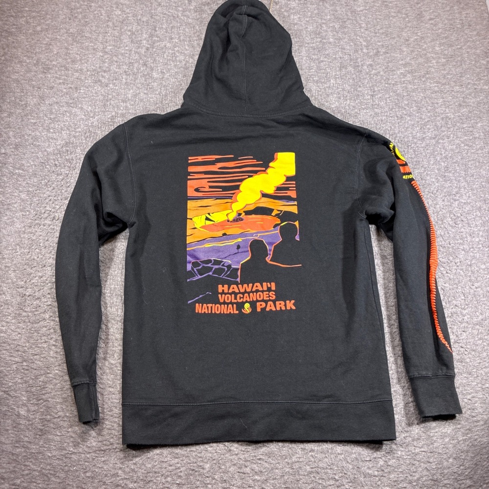 Hawaii Volcanoes National Park Zip Hoodie Mens Medium M Black Travel Beach Rare - Picture 6 of 10